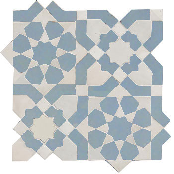 Mosaic House Moroccan tile Ketyani 1-20 White Sea Blue  zellige, mosaic, zellij, field, pattern, glaze, classic, stars, intricate 